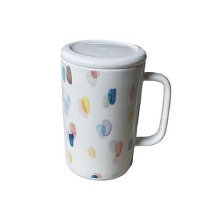 Indigo Polka Dot Ceramic Tea Coffee Mug Lid